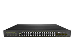 Managed 24 Port Industrial PoE Switch With 4 Gigabit RJ45/SFP Uplink