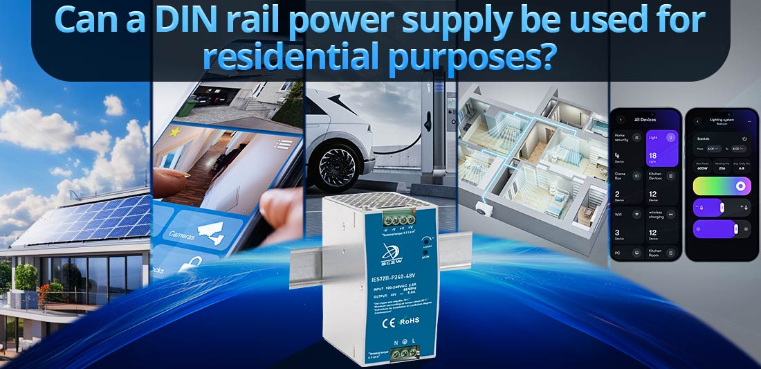 Can a DIN rail power supply be used for residential purposes?