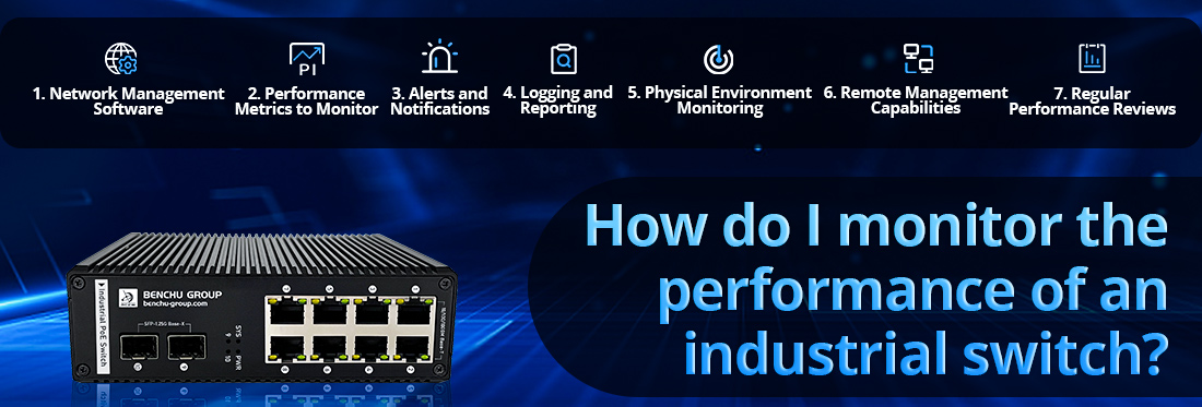 How do I monitor the performance of an industrial switch