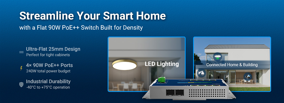 flat 90W PoE++ switch