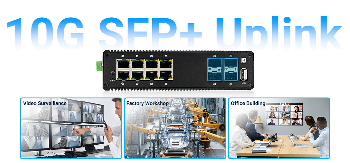 High-Speed 10G SFP+ Uplink Ports