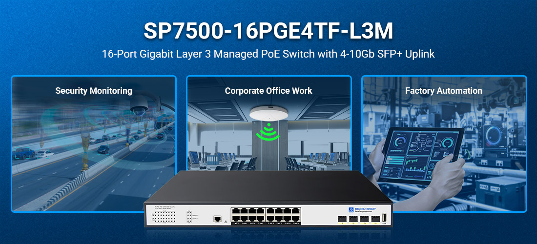 16-port Gigabit Layer 3 Managed PoE Switch is engineered to meet the rigorous demands of modern businesses