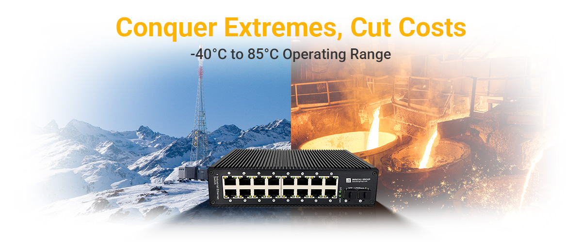 16 port Gigabit Industrial PoE Switch with redundant power input