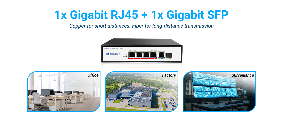 1-Gigabit RJ45 and 1-Gigabit SFP Port