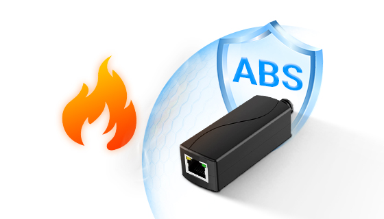 Durable high impact ABS plastic housing of 48V to 24V PoE step down converter providing lightweight structural protection.