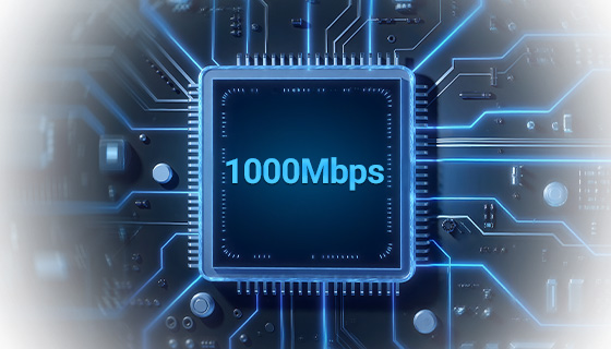 Gigabit Ethernet RJ45 connectors maintaining full 1000Mbps wire-speed data throughput.