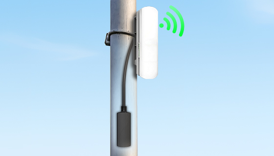 Compact Active to 24V Passive PoE Converter for Wireless CPE and Door Access Controllers 80x30x23.5mm inline active-to-24v-passive PoE converter with 180mm pigtail directly powering wireless CPEs like Ubiquiti NanoStation and access control panels in tight mounting spaces.